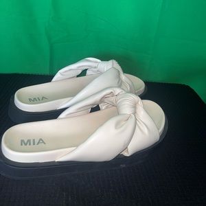 Mia Platform Slip on Sandals Twist Knot Ivory Beige